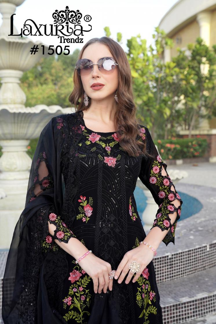 laxuria trendz 1505 fox georgette designer pakistani full stitch suit for womens 