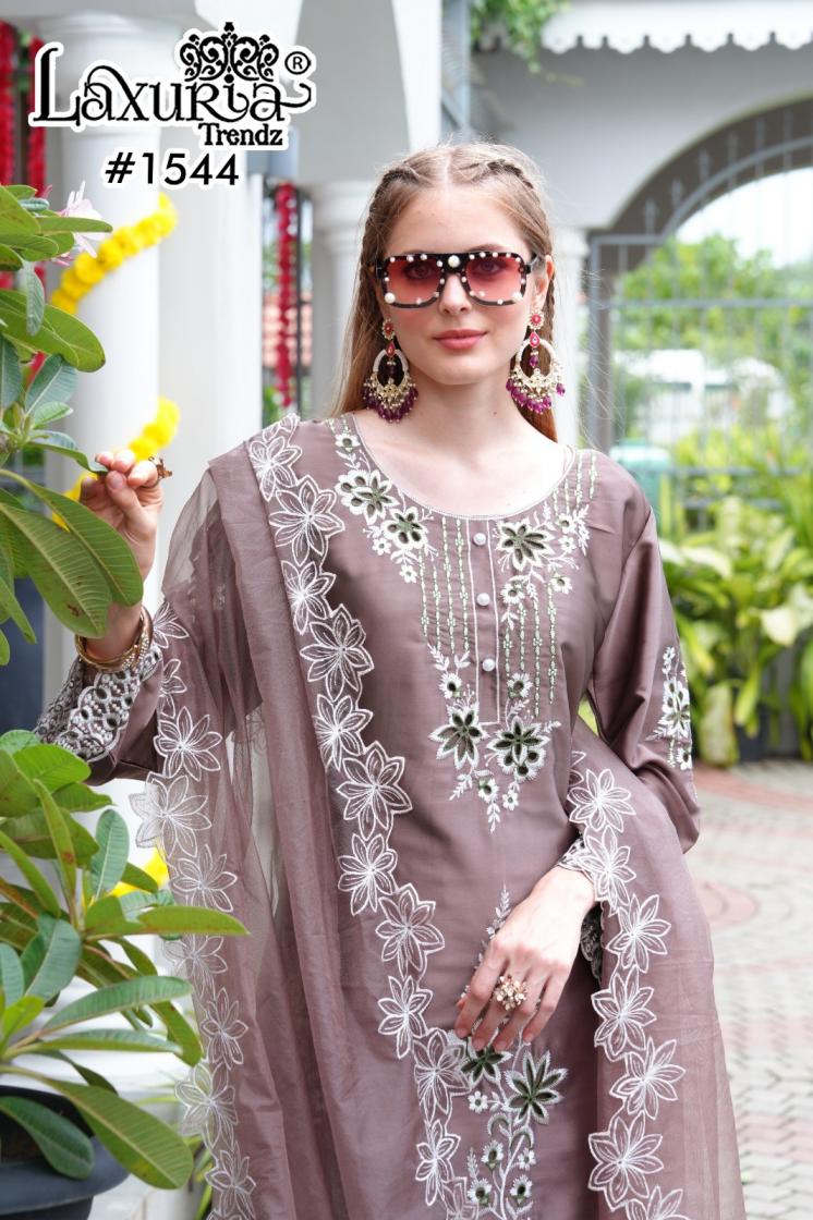 laxuria trendz 1544 satin elegant style readymade pakistani 3pcs dress