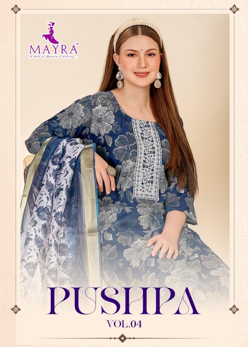 mayra fashion pushpa vol 4 vertican print fully stitch 3pcs dress 