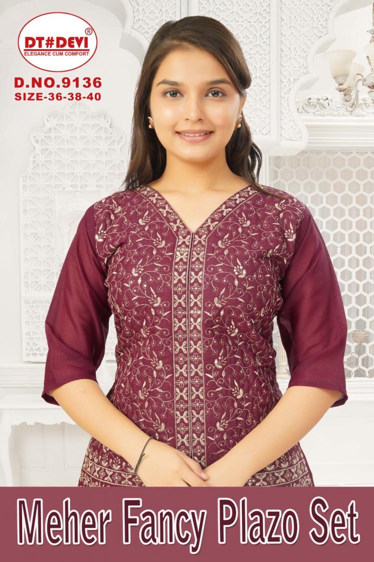 meher by dt devi 9136 readymade stylish star georgette fancy combo kids plazzo set  