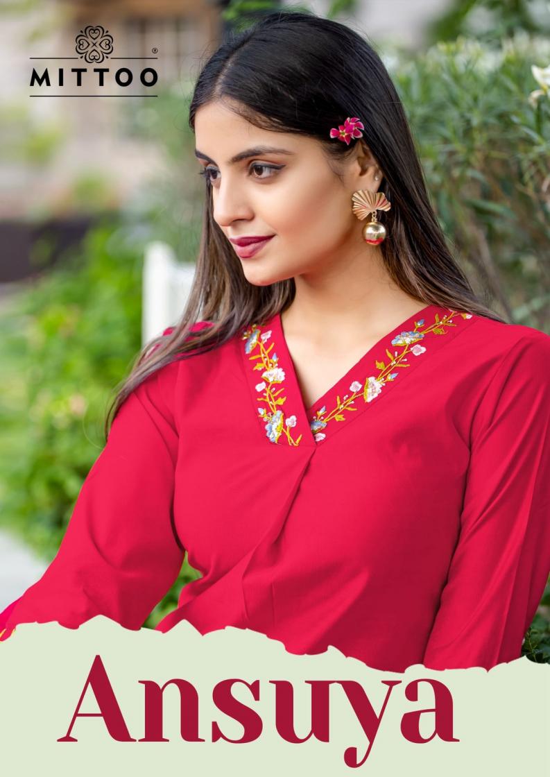 mittoo ansuya gadhawal fab thread work fully stitch kurti with pair 