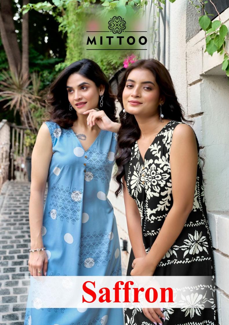 mittoo saffron rayon readymade classic kurti with pant 