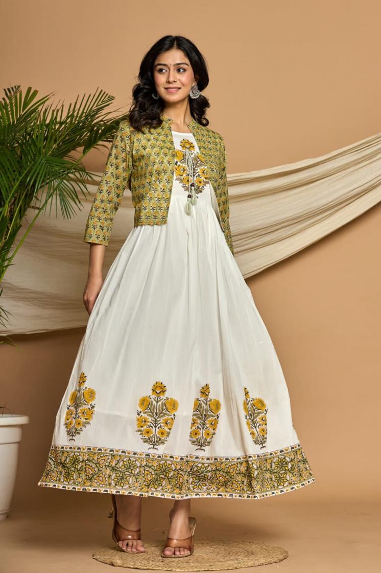 modern cotton mul mul full stitch combo long flair gowns