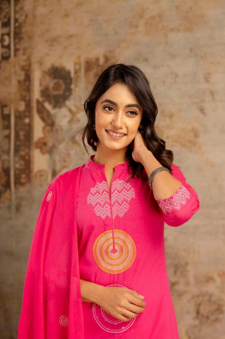 modern hit design full stitch embroidery work cotton combo 3pcs dress