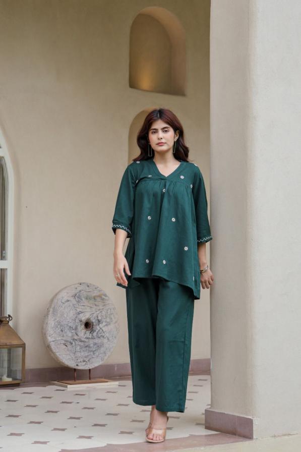 modern pattern fully stitch stylish cotton combo set co-ord for girls 