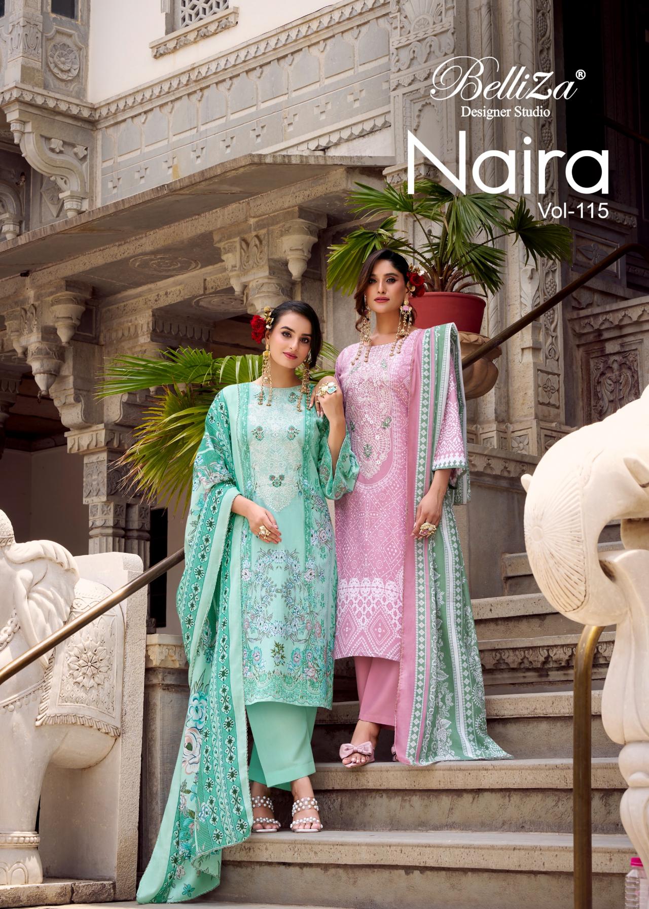 naira vol 115 by belliza designer cotton readymade pakistani plus size 3pcs dress