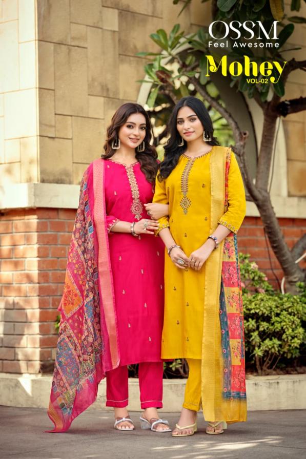 ossm mohey vol 2 viscose roman silk fully stitch big size suit for women 