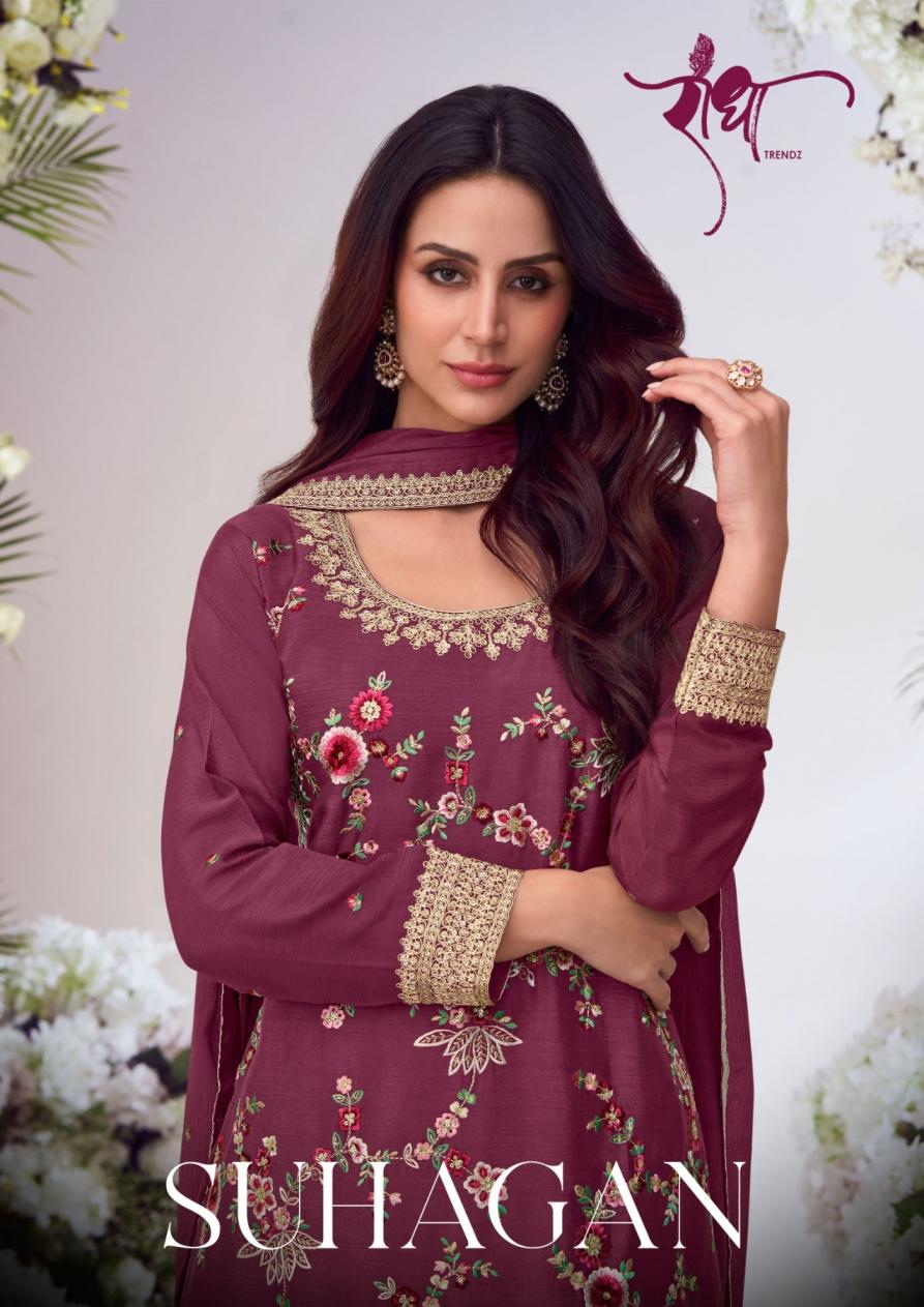 radha trendz suhagan chinon readymade exclusive plazzo 3pcs suit 