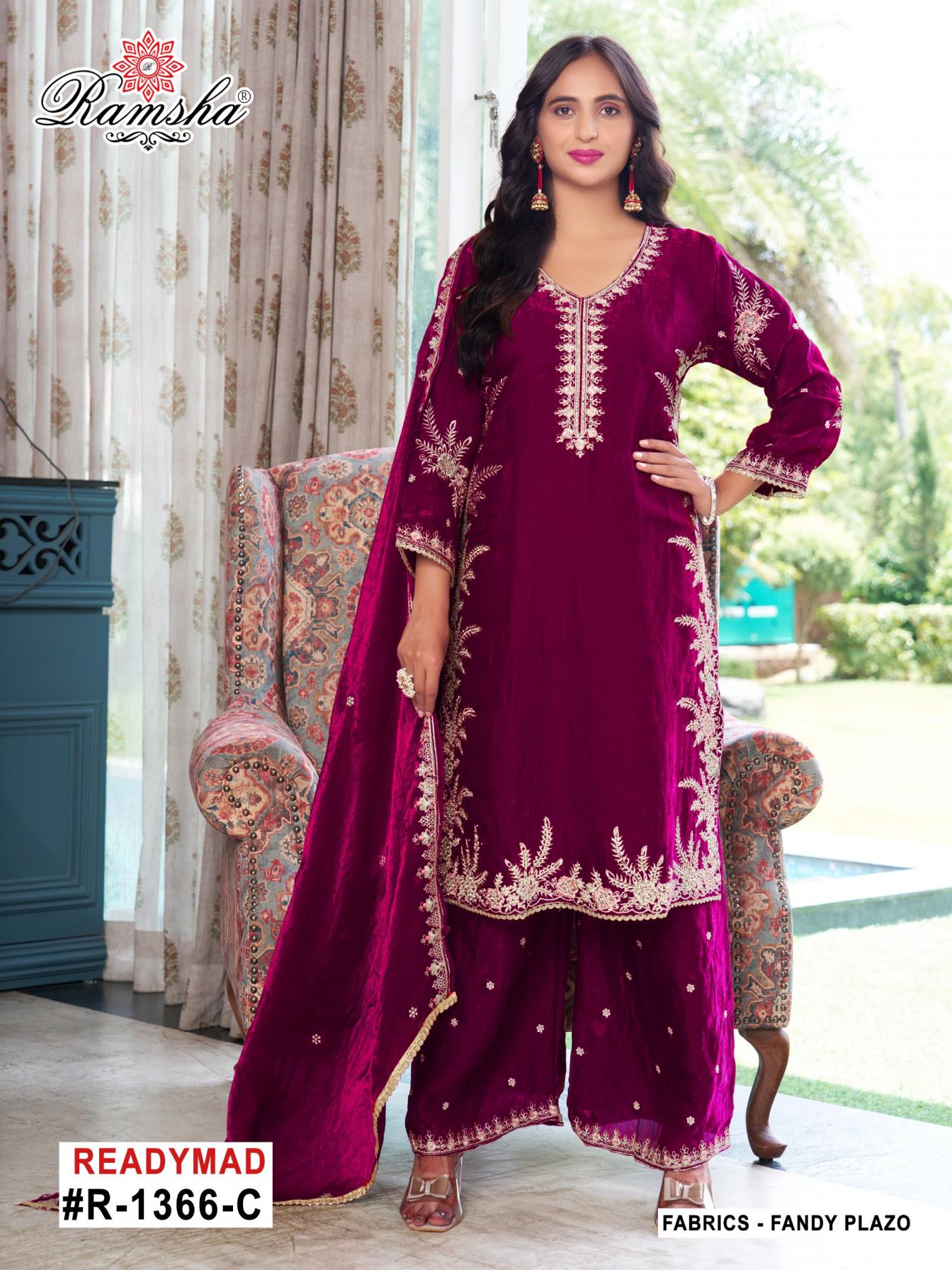 ramsha r 1366 nx readymade fandy stylish pakistani 3pcs plazzo suit 