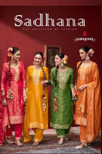 rangoon sadhana simmer jacquard fully stitch stylish 3pcs dress