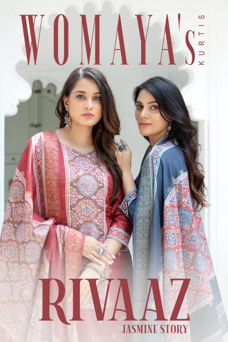 rivaaz jasmine story by womaya full stitch silk jacquard combo 3pcs dress 