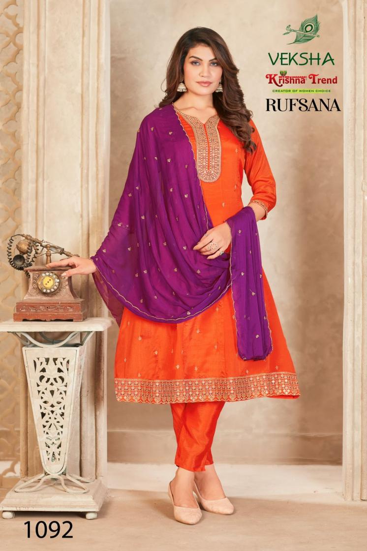 rufsana by veksha krishna trend readymade chinon died elegance 3pcs dress