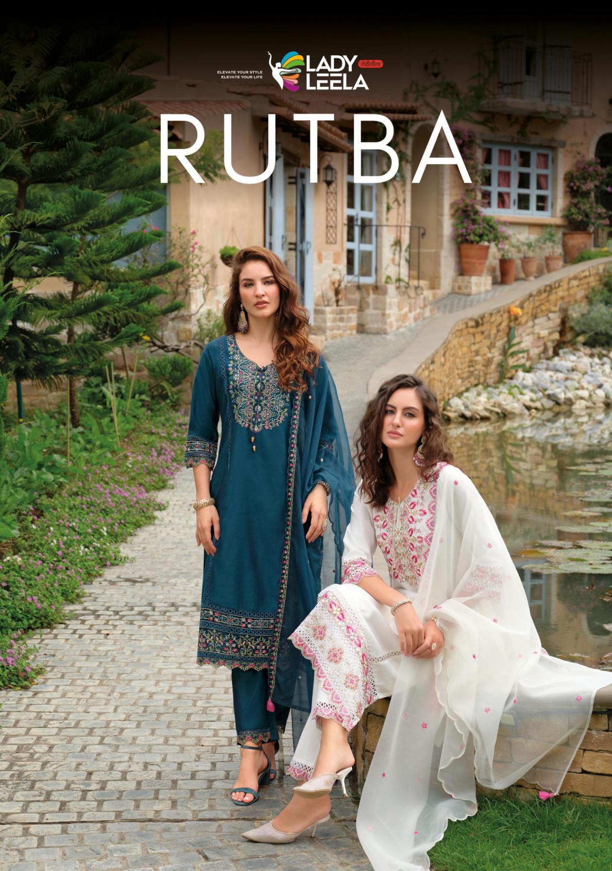 rutba by lady leela handwork viscose silk readymade salwar kameez 