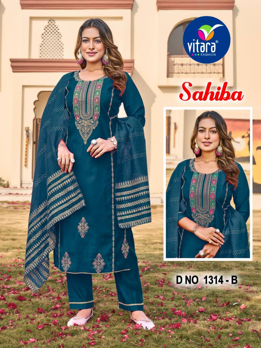 sahiba by vitara fashion readymade roman silk classic combo 3pcs dress