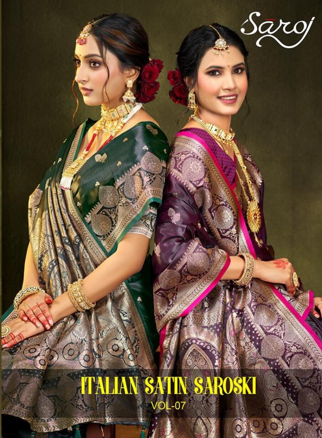 Saroj Italian silk saroski vol.7  satin silk saree