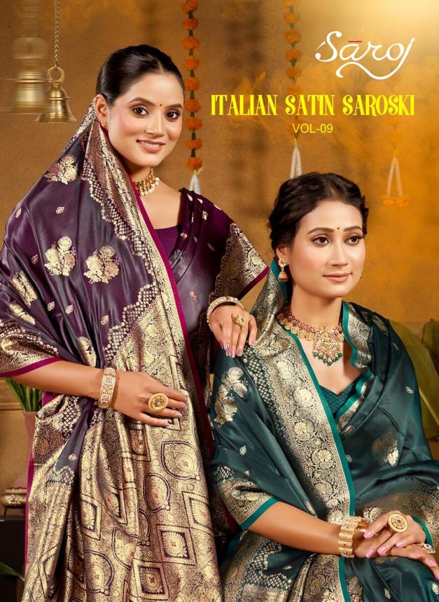 Saroj Italian silk saroski vol.9  satin silk saree