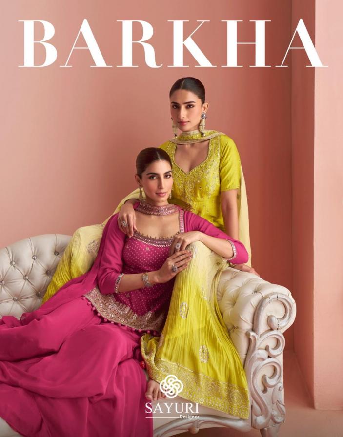 sayuri designer barkha exclusive readymade chinon silk plazzo dress