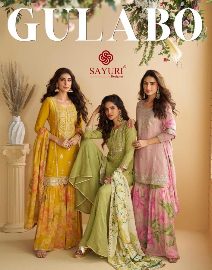 sayuri designer gulabo fully stitch festival wear chinon silk plazzo suits 