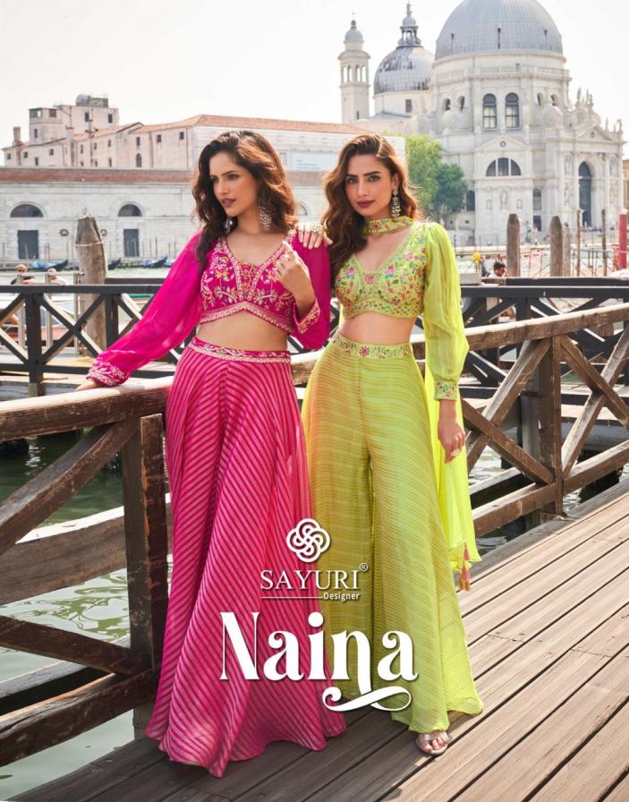sayuri designer naina viscose jacquard silk readymade western plazzo style 3pcs dress