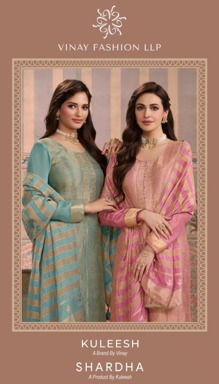 shardha by vinay kuleesh viscose simmer jacquard party wear 3pcs dress