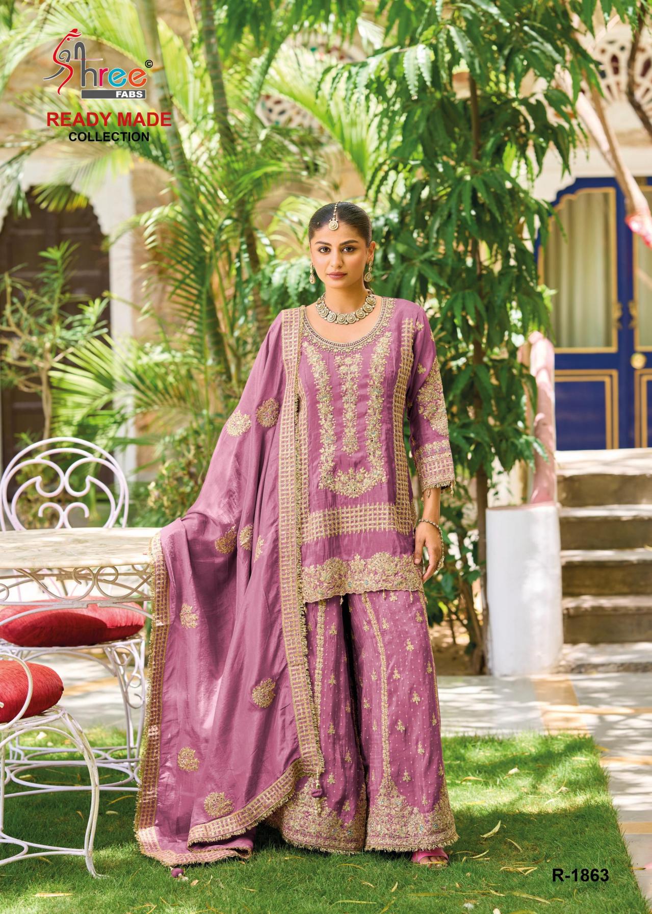shree fabs 1863 viscose simmer readymade classic pakistani plazzo suits 