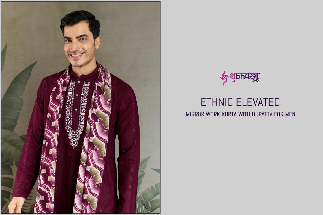shubhvastra ethnic elevated full stitch viscose mens kurta with dupatta online