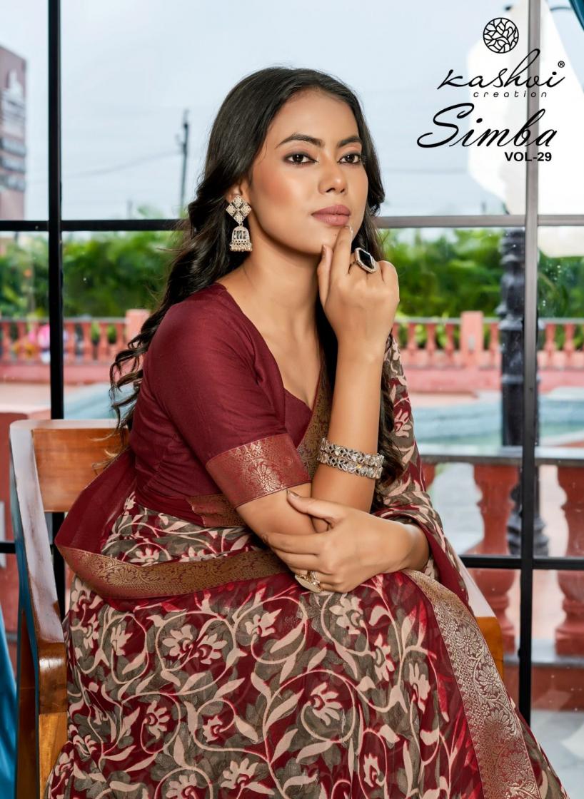 simba vol 29 by kashvi creation amazing georgette lahariya print sarees 