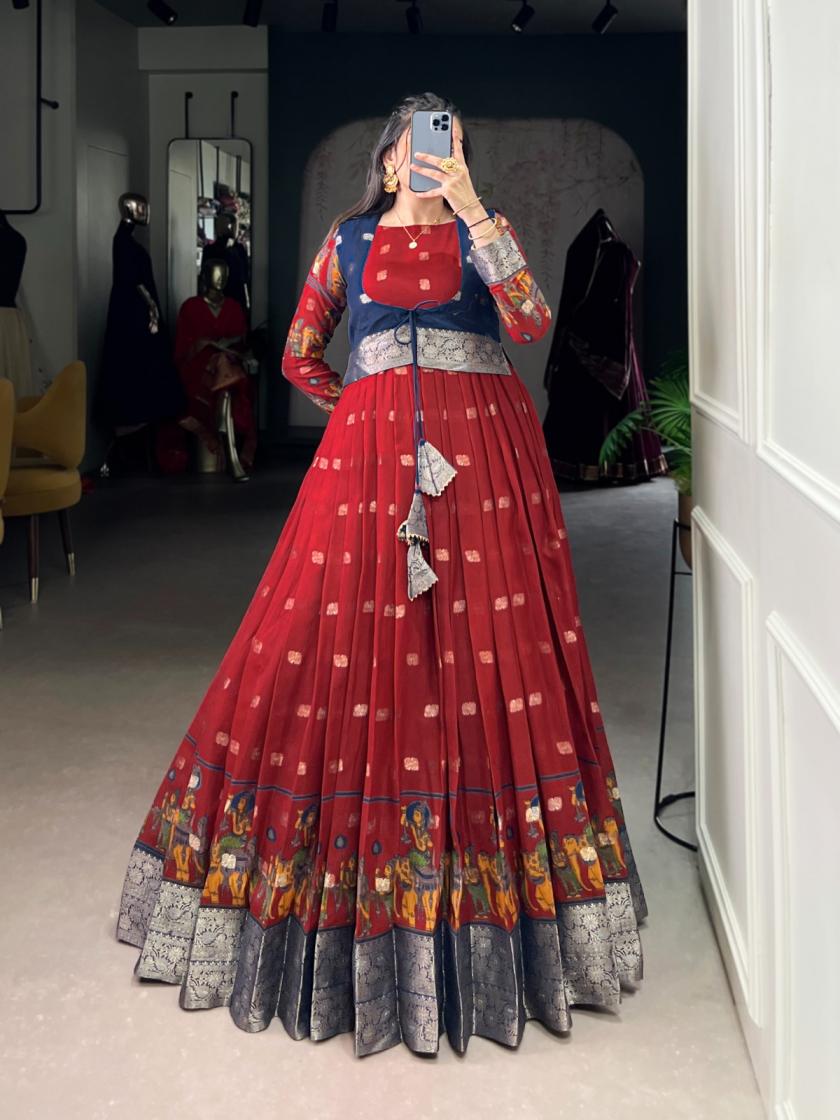 tanira ynf5031 cotton kalamkari print readymade attractive gowns 