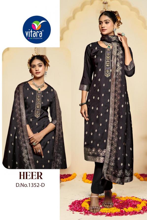 vitara fashion heer readymade muslin weaving jacquard combo 3pcs dress