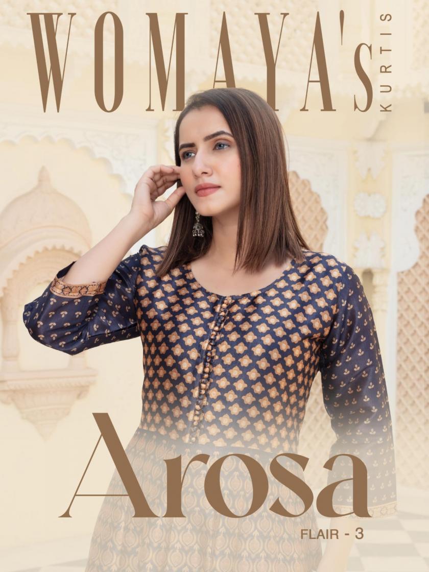 womaya arosa flair vol 3 chiku silk fully stitch combo set gown with dupatta 