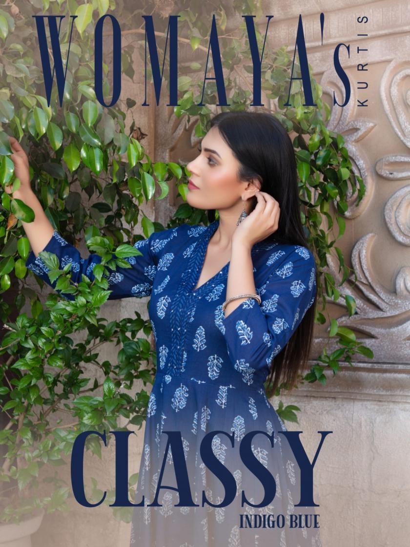 womaya classy indigo blue readymade cotton plazzo kurti dupatta combo set 