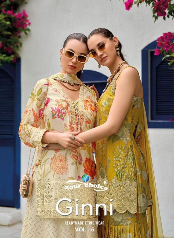 your choice ginni vol 5 chinon full stitch sharara kurti with dupatta  