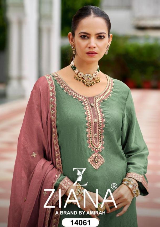 ziana 14061 moss silk  pakistani combo readymade gharara 3pcs dress