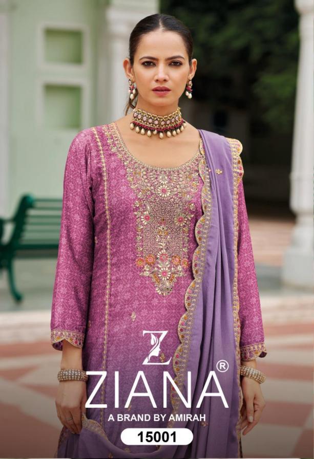 ziana 15001 chinon silk full stitch party wear combo sharara style 3pcs dress