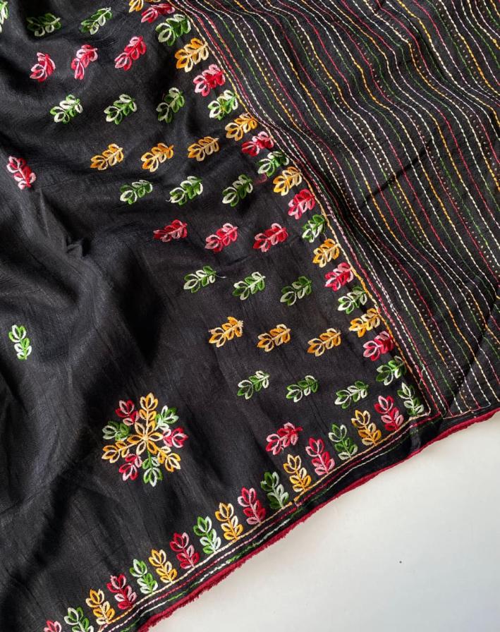 1008 jute tussar kashmiri embraided saree wholesaler 