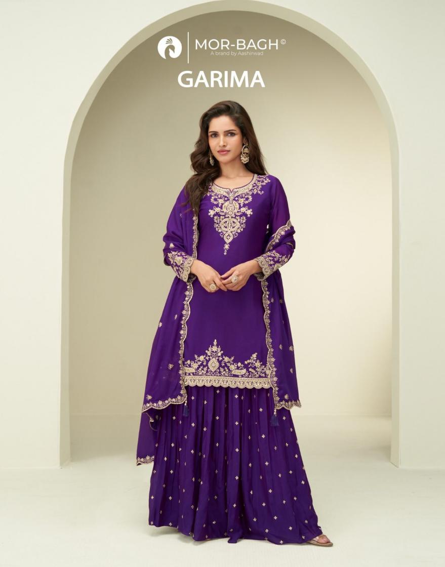 aashirwad mor bagh garima occasion wear chinon silk readymade plazzo suits 
