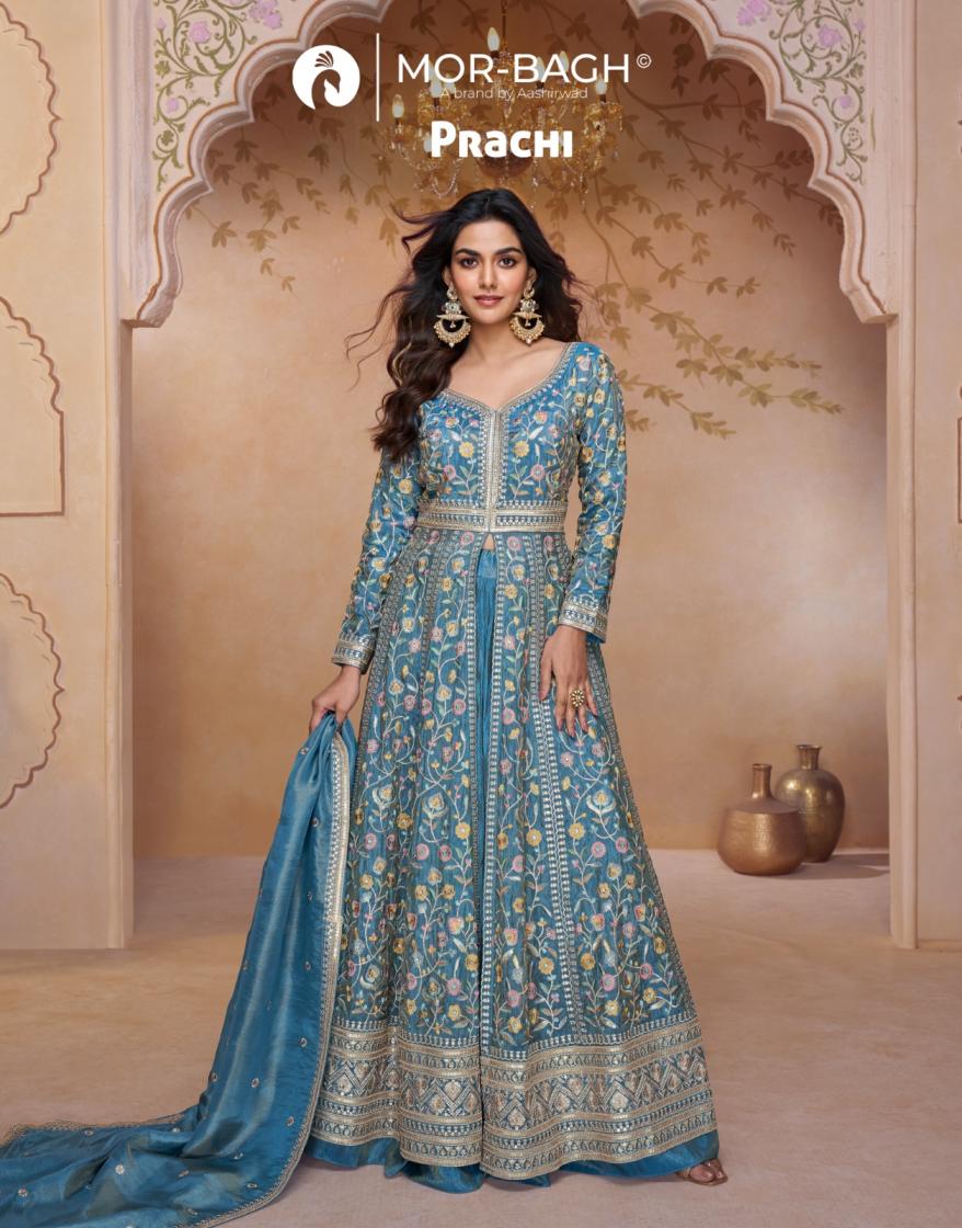 aashirwad mor bagh prachi georgette readymade exclusive skirt style dress