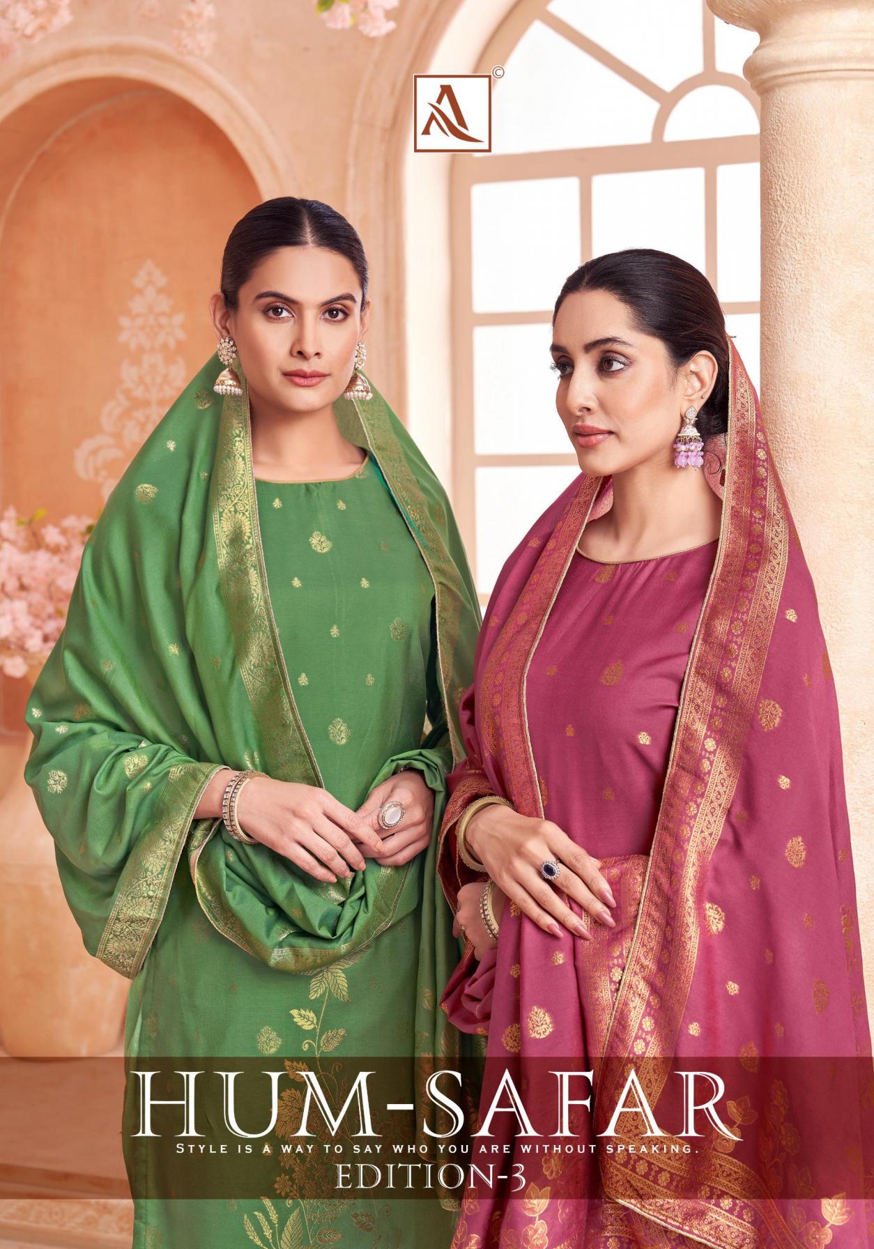 alok hum safar vol 3 viscose muslin jacquard 3pcs dress