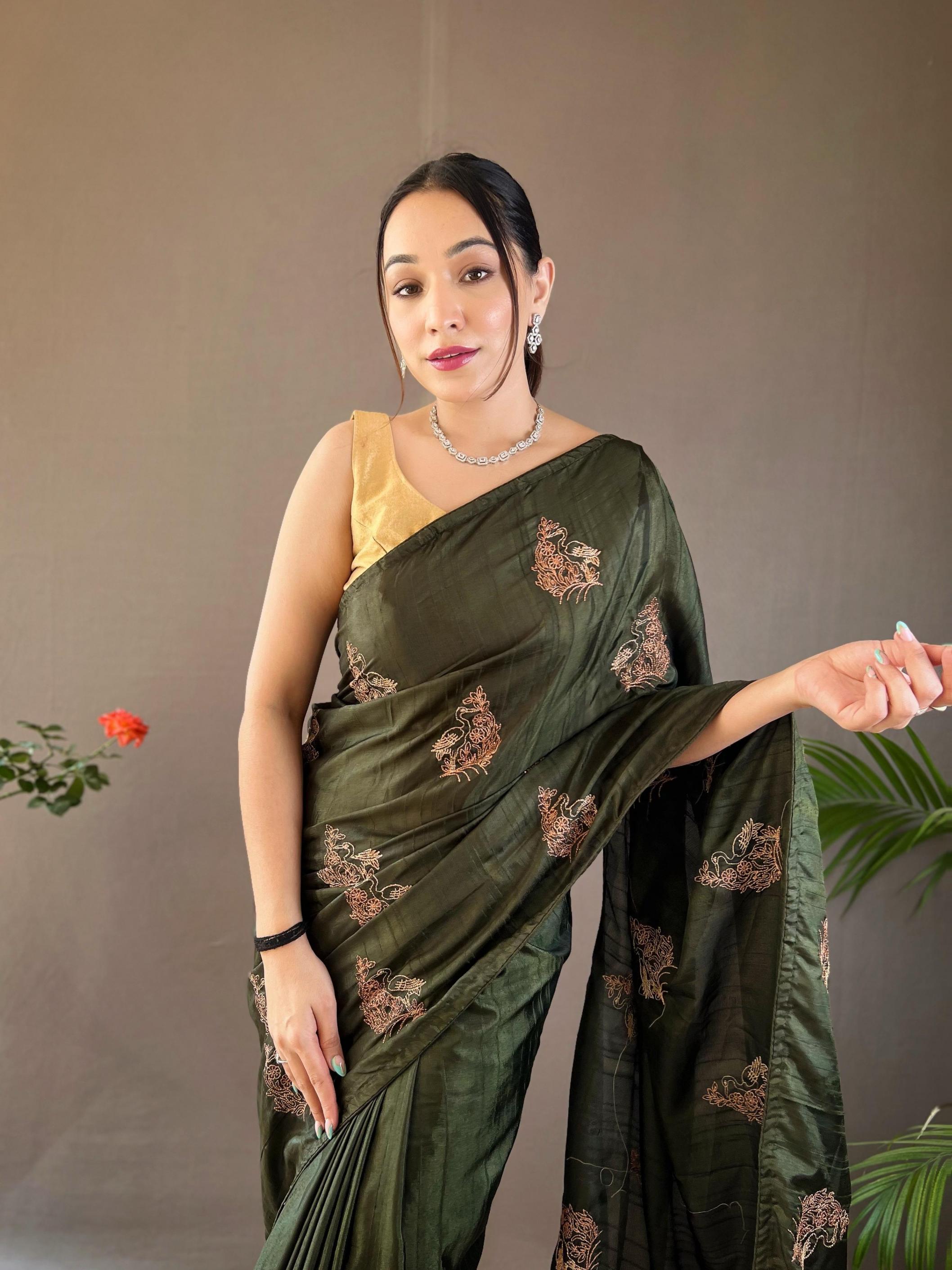 amaya silk embroidery work summer beauty saree best supplier 