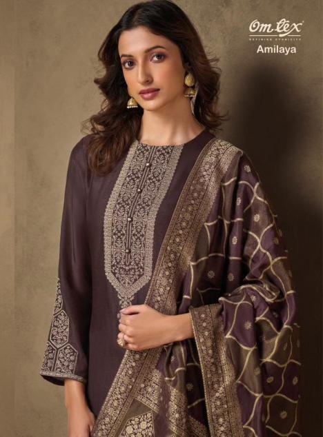 amilaya by omtex rubina silk fancy dress materials 