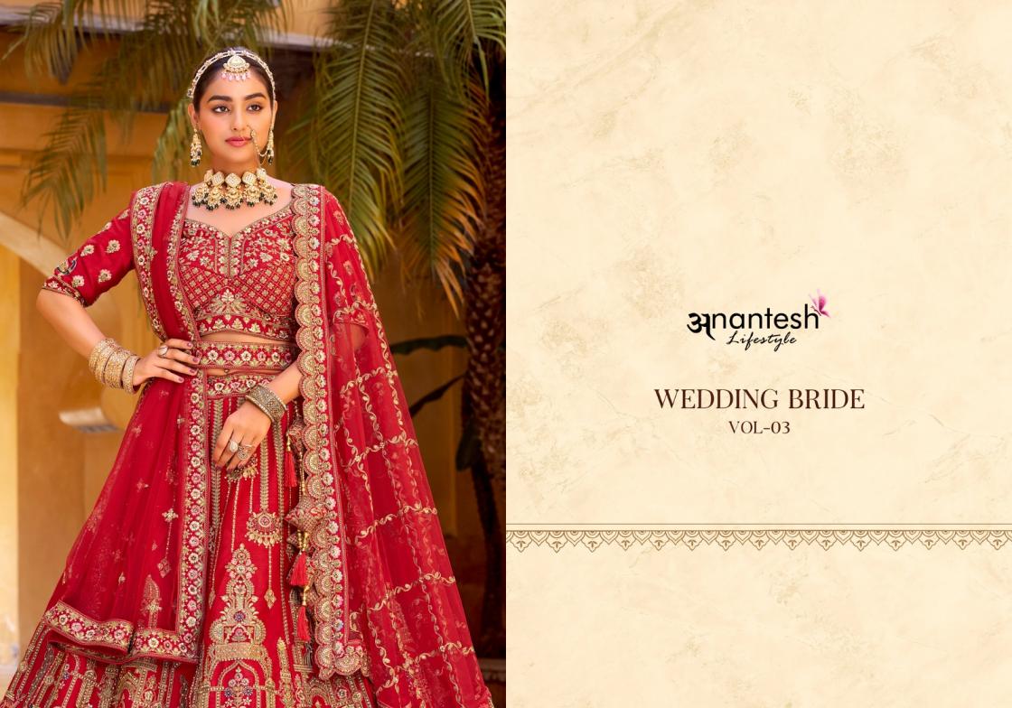 anantesh lifestyle wedding bride vol 3 semi stitch silk velvet lehenga for wedding
