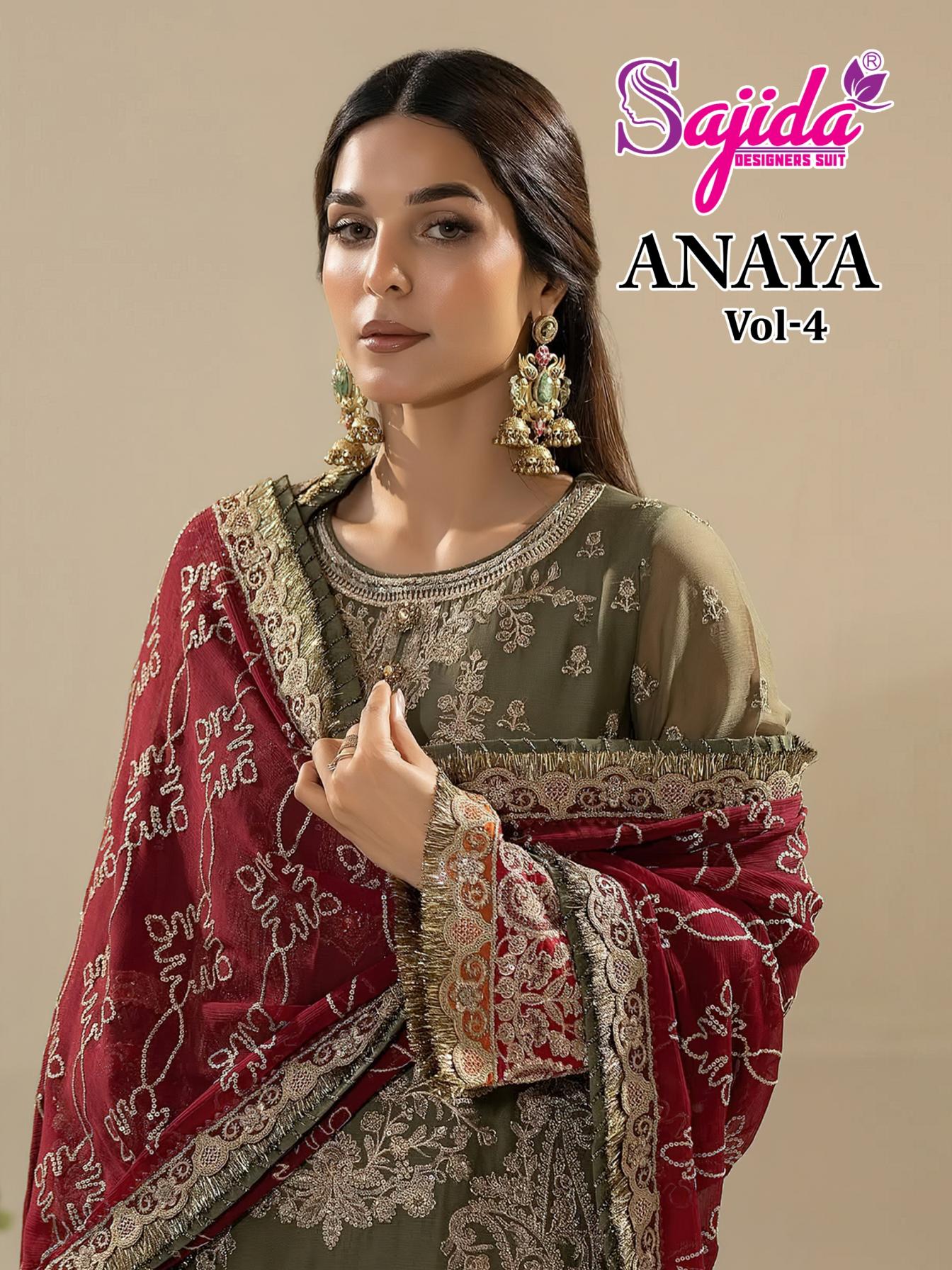 anaya vol 4 by sajida designer fox georgette designer pakistani dress