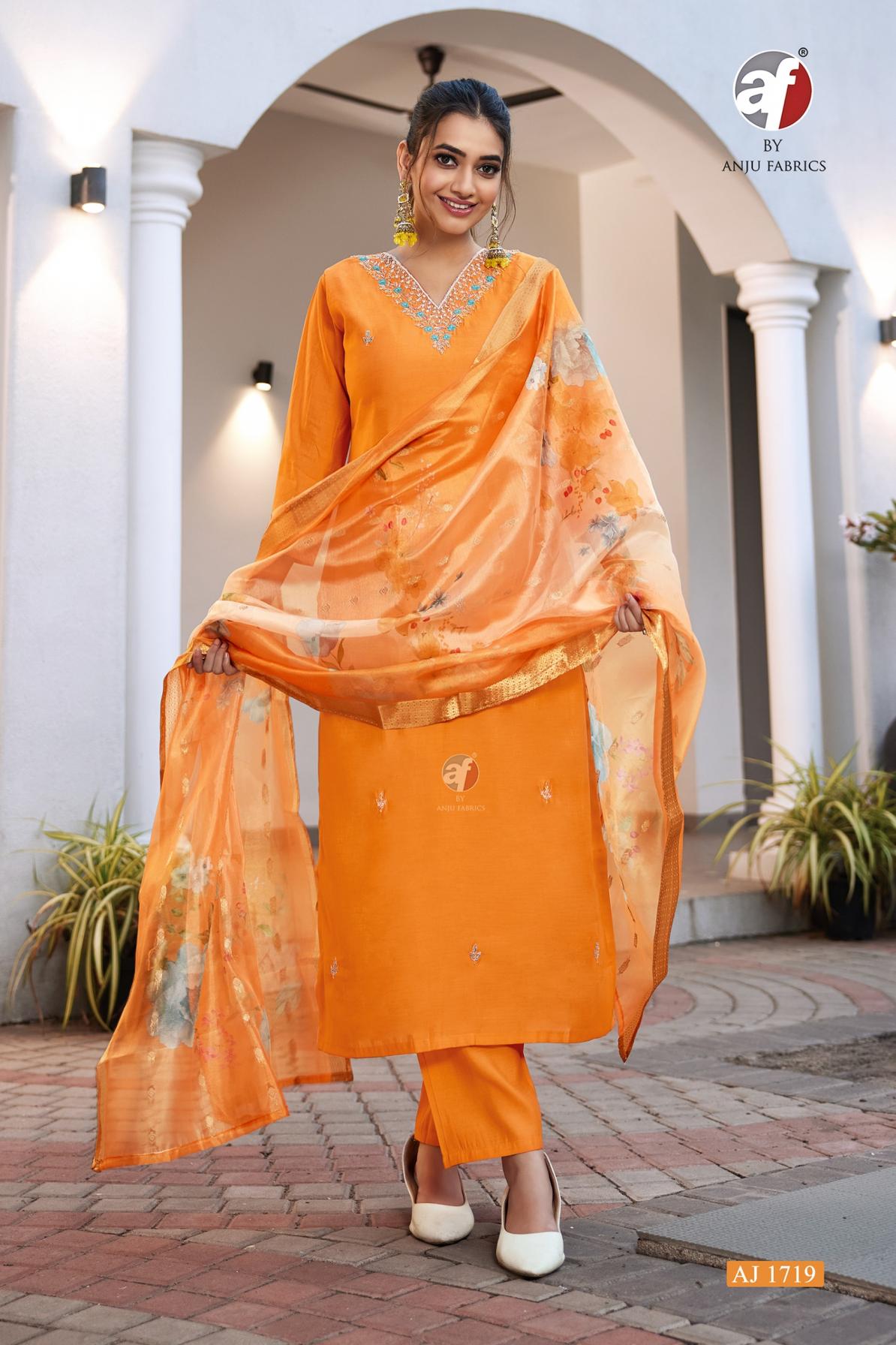 anju fab aj 1719 readymade classic modal silk combo salwar kameez 