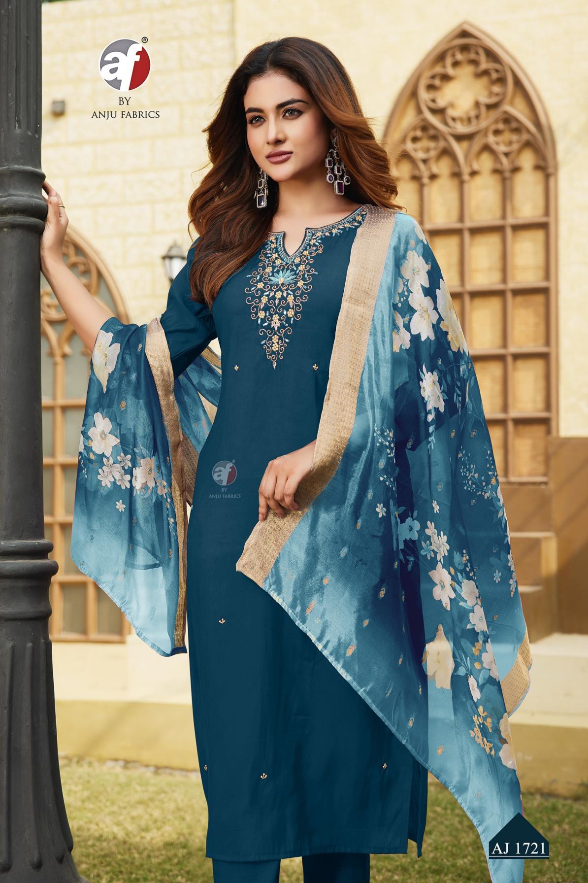 anju fab aj 1721 readymade party wear modal silk combo 3pcs dress