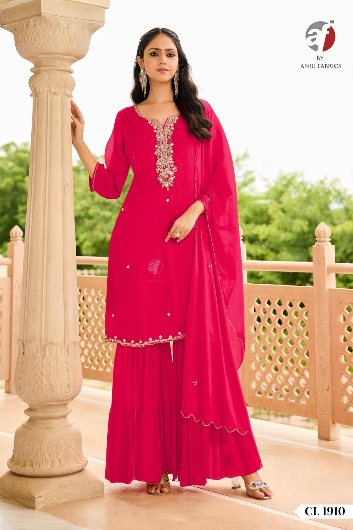 anju fab cl 1910 chinon chiffon readymade exclusive combo plazzo suits 