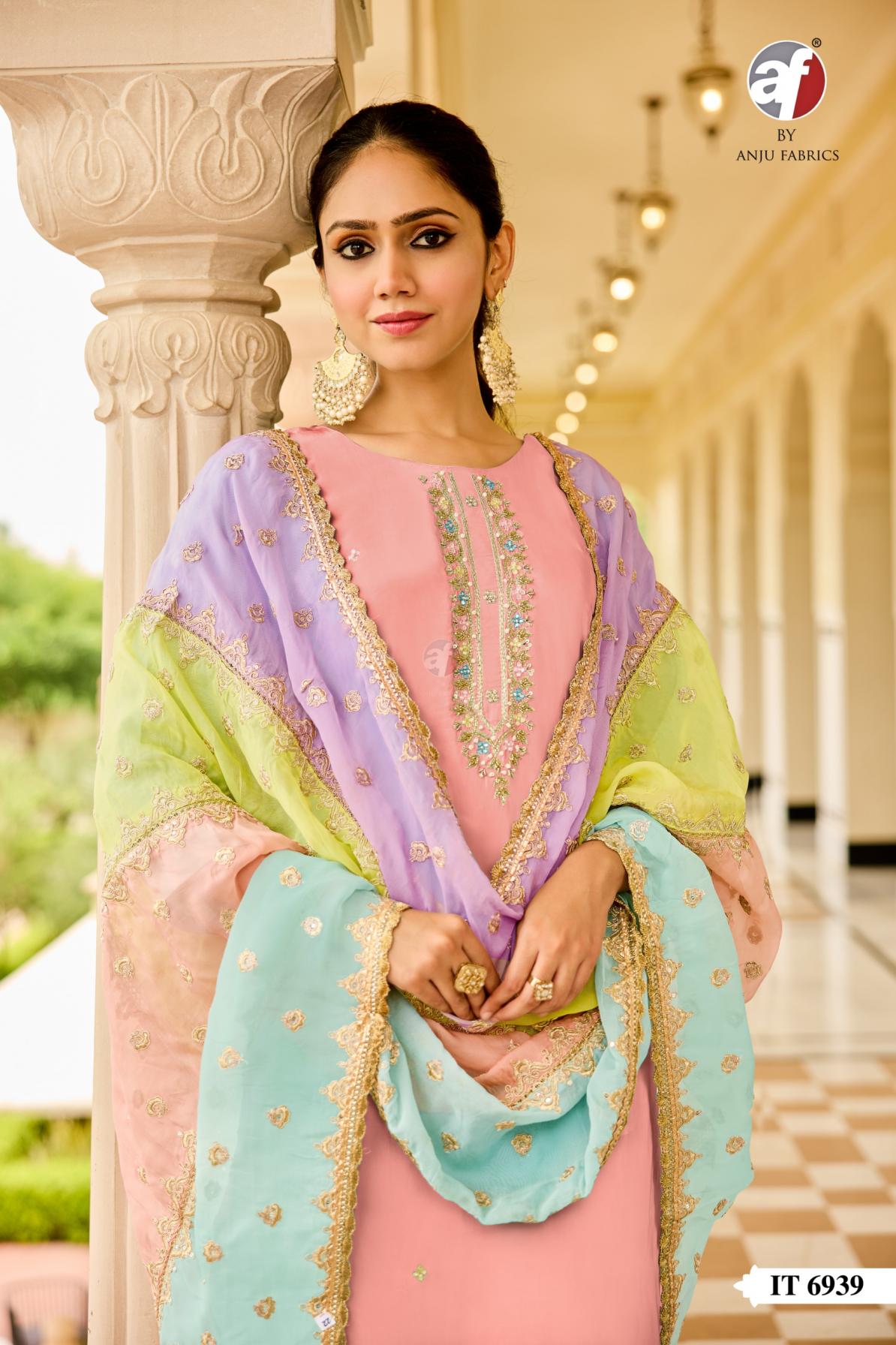 anju fab it 6938-6940 natural crepe readymade exclusive combo 3pcs dress