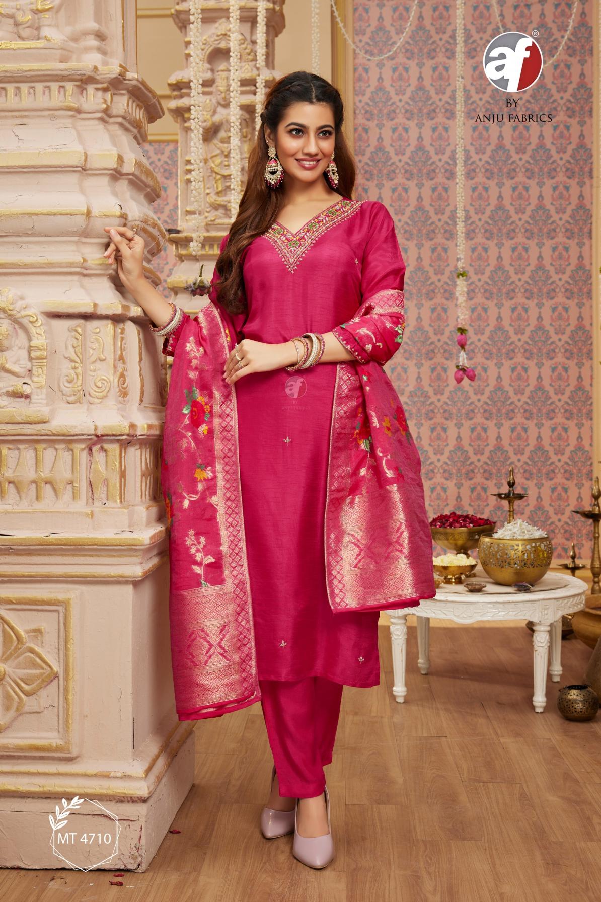 anju fab mt 4710 dola silk fully stitch designer combo set 3pcs dress