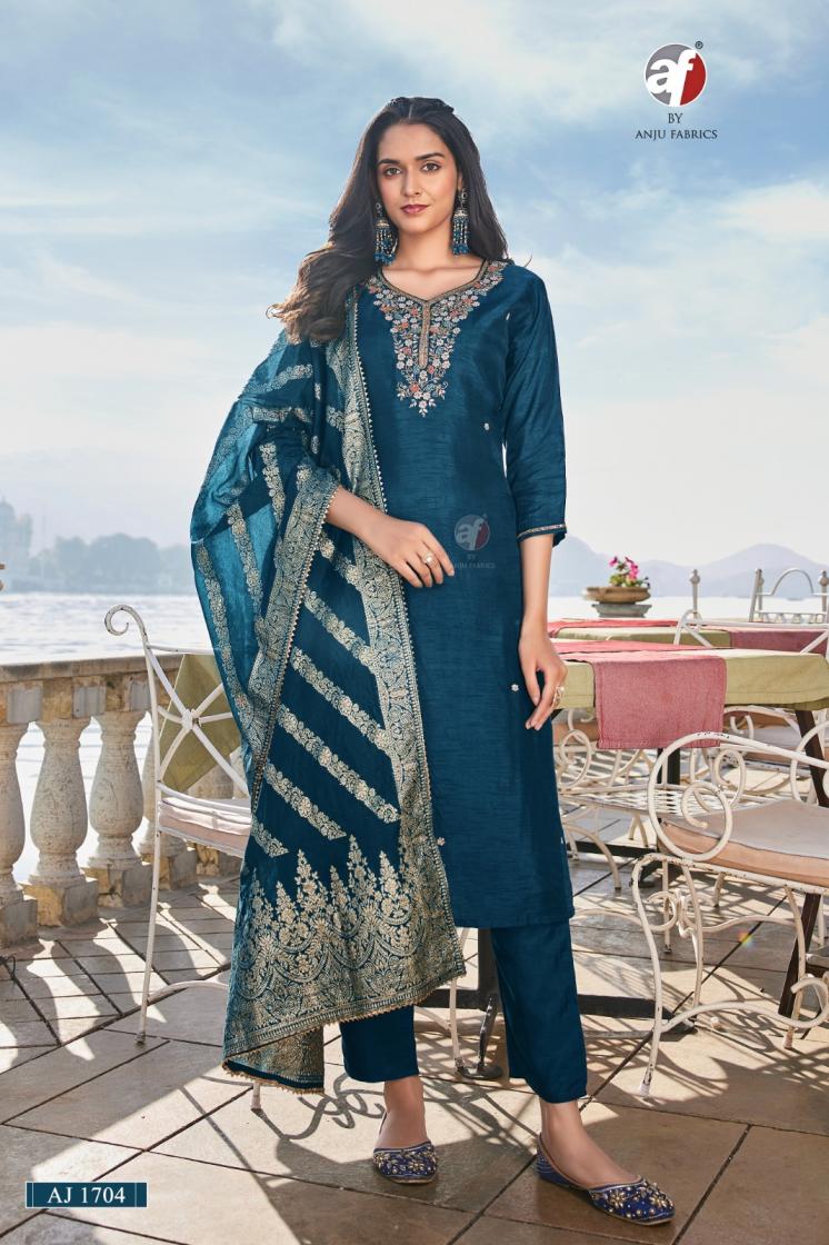 anju fab presents aj 1704 traditional dola silk full stitch combo suit for womens 