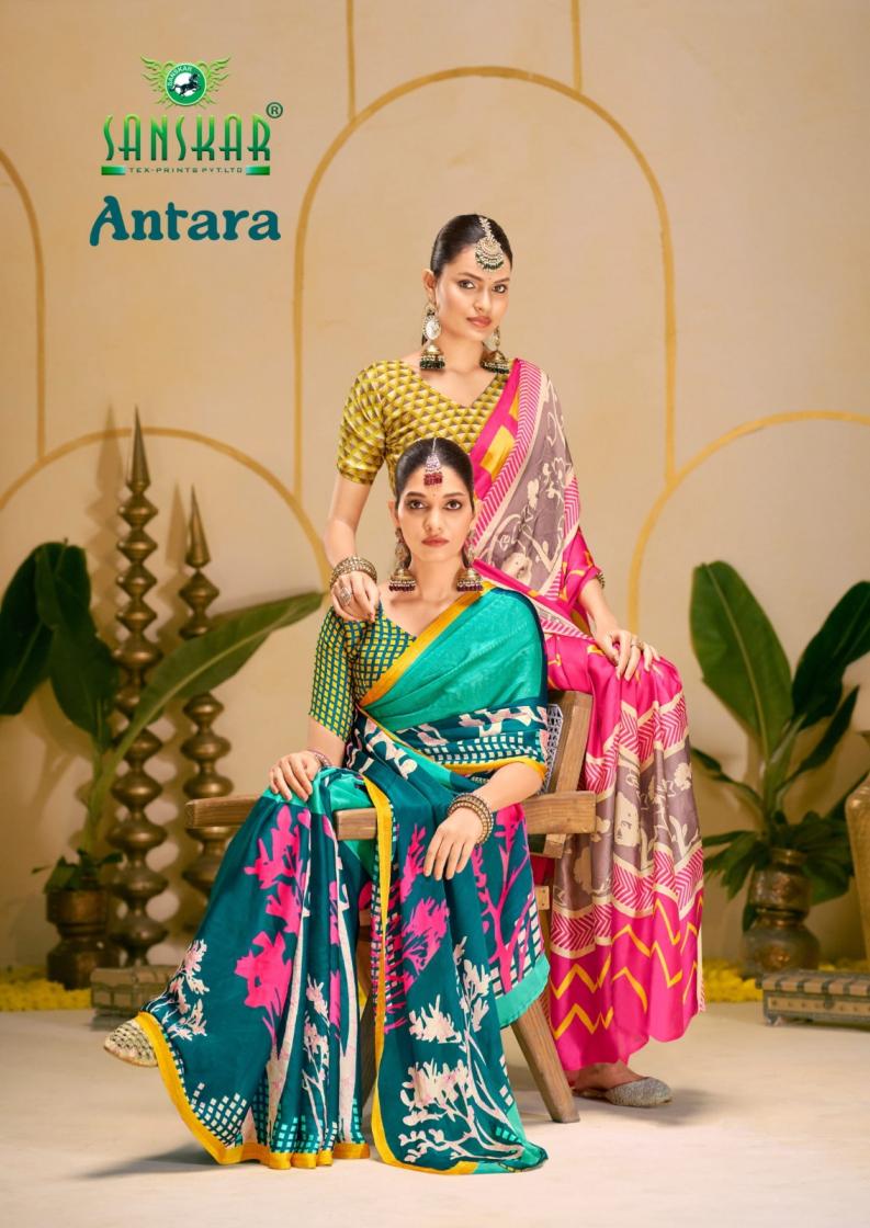 antara by sanskar tex print hit design etheriyan silk sarees exports