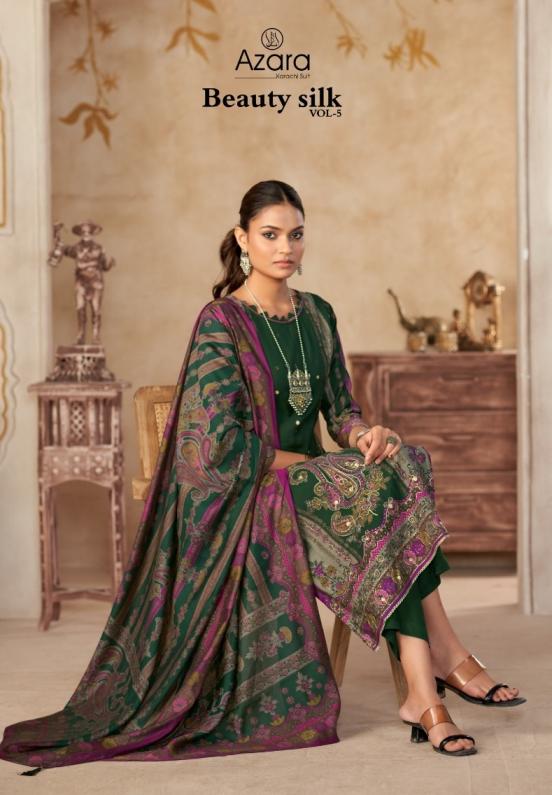 azara radhika fashion beauty silk vol 5 modal muslin unstitch suits 